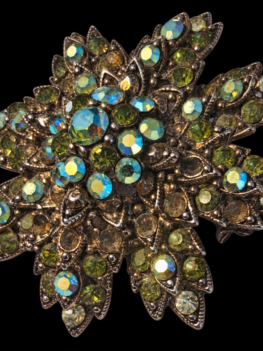 Vintage Aurora Borealis Crystal Brooch 2" š„